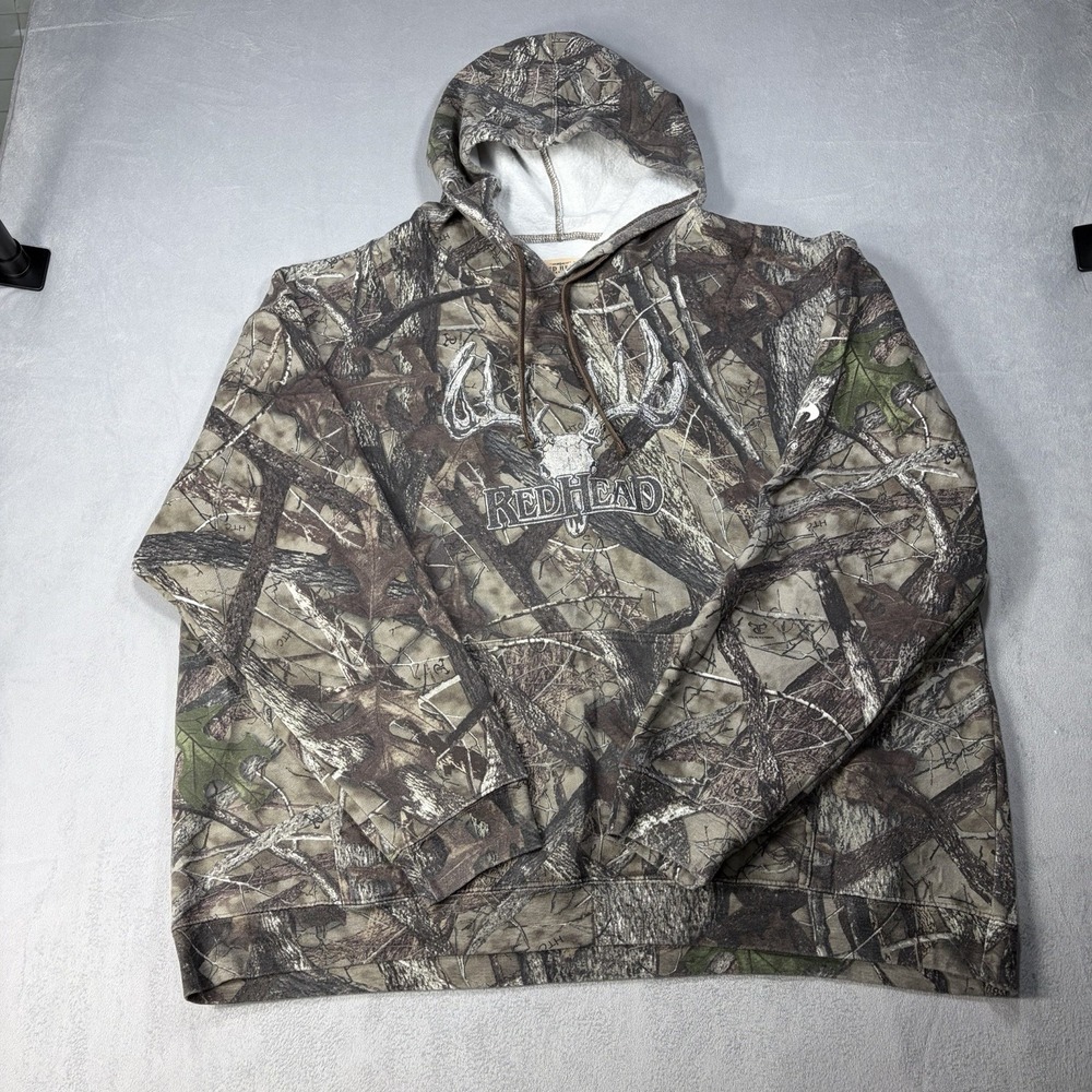 RedHead Hoodie Mens Size 3XL Realtree Camo Full Zip Sweatshirt Brown Green